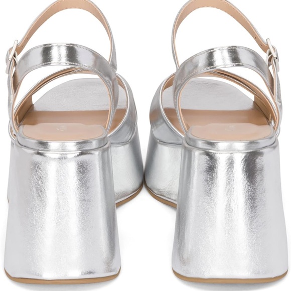 Silver Platform Wedge Sandals - Picture 6 of 8